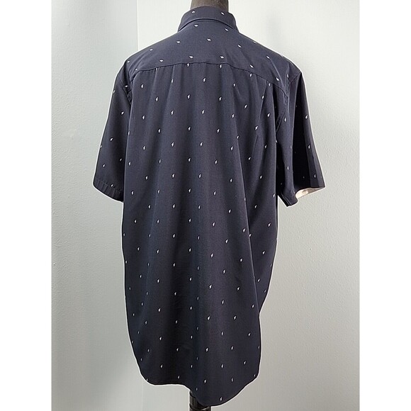 Fried Denim NYC Mens Short Sleeve XL Button Shirt Navy Blue Slim Fit Lightning - Picture 8 of 11